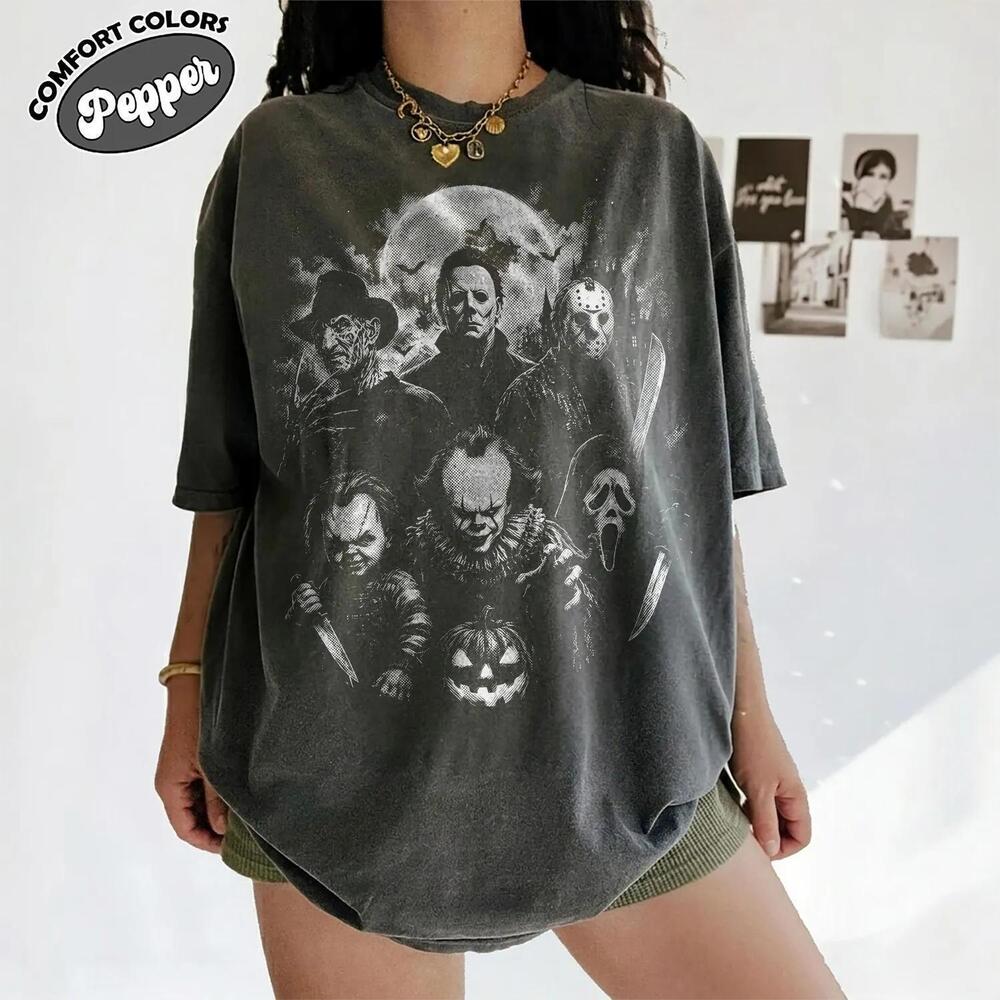 Classic Halloween Horror Characters S Tee, Halloween Graphic Tee